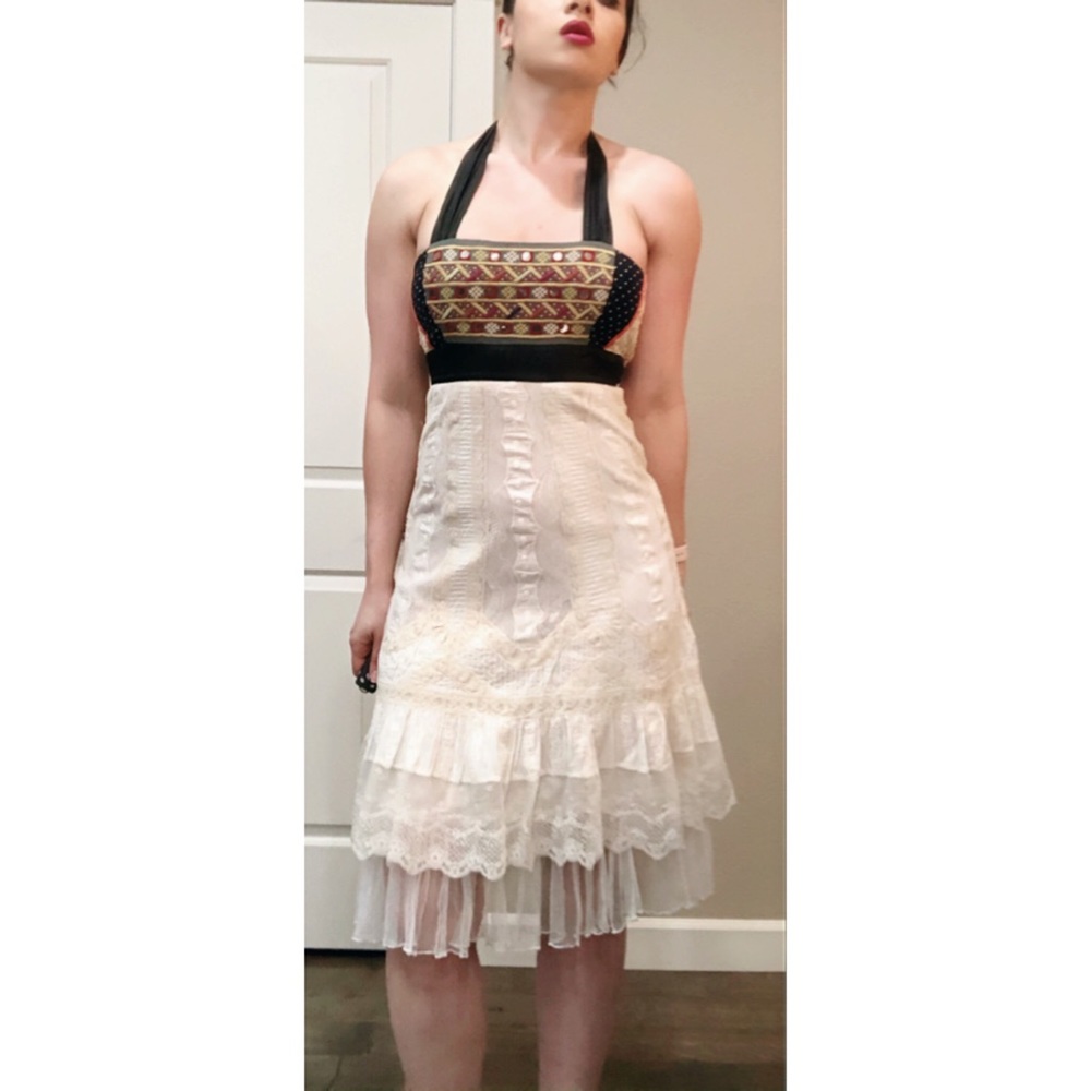 Anthropologie Zehavale White Lace Halter Dress 2 - Picture 4 of 13